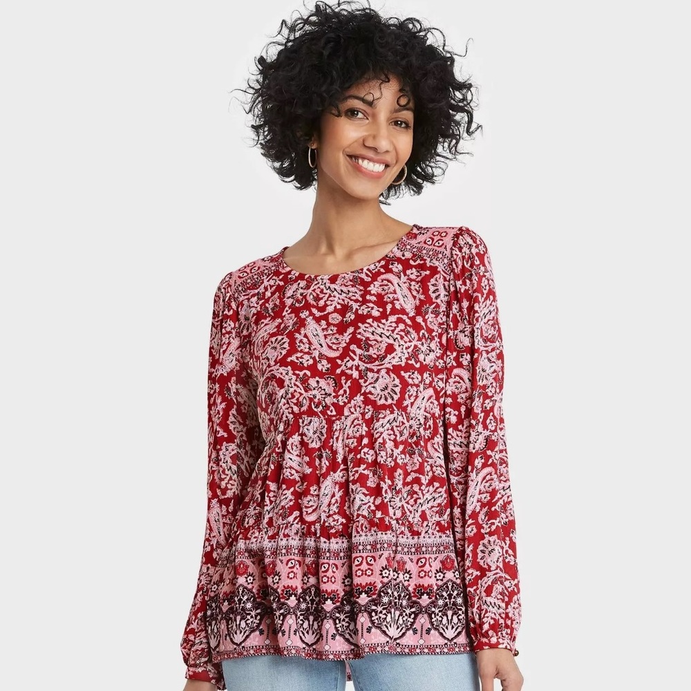 Knox Rose Paisley Top size Small